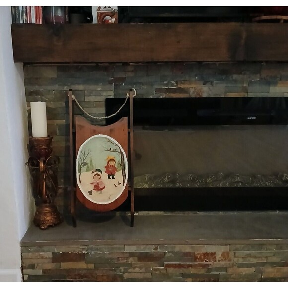 Vintage 24" Wooden Sleigh Sled Wall Hanging Holiday Christmas Decor Hand Painted - Picture 3 of 14